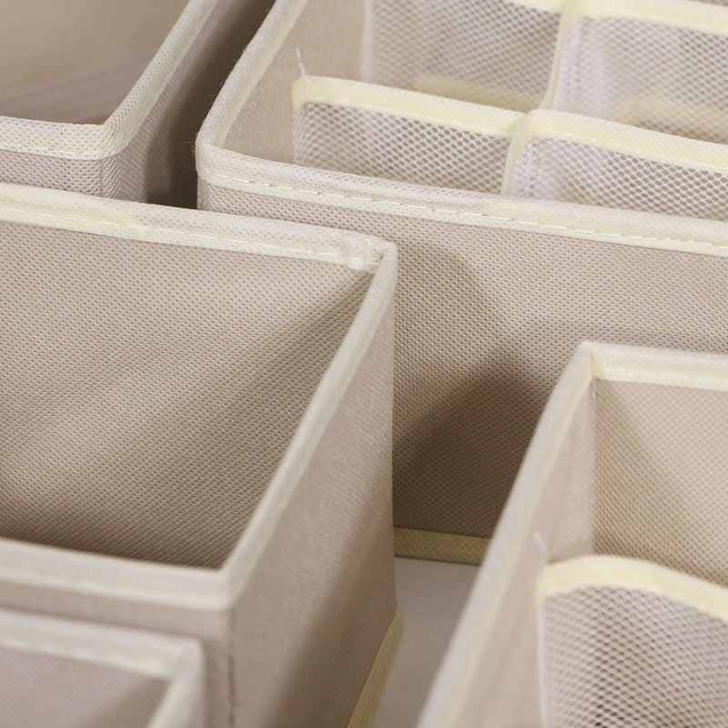 TENABORT 12 Pack Foldable Drawer Organizer Dividers Cloth Storage Box Closet Dresser Organizer Cube Fabric Containers Basket Bins for Underwear Bras Socks Panties Lingeries Nursery Baby Clothes Beige NN246 - Image 4